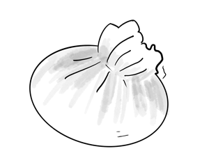 Black and white illustration of Burrata cheese